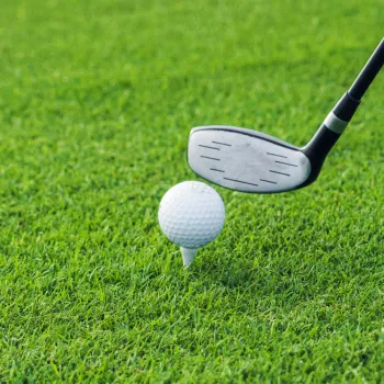 Close up of Golf club and ball