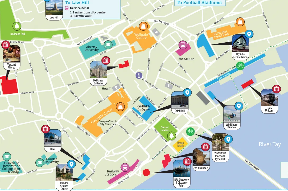 Map of Dundee city centre